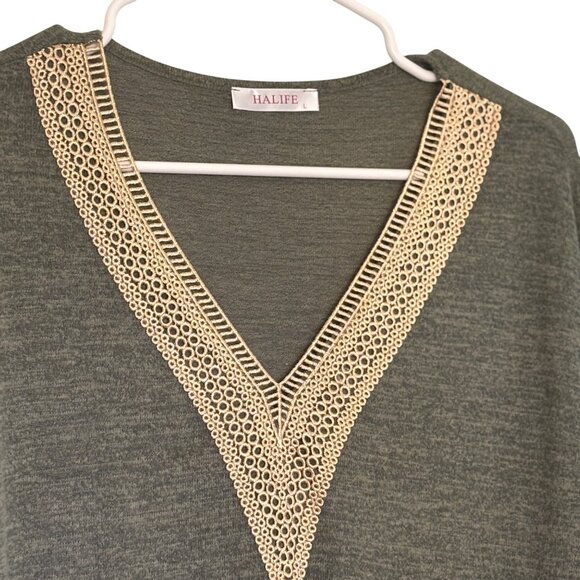 Luxurious Halife Sweater L Crochet Lace Casual Light Pullover Sweater Soft Cozy - Picture 2 of 8